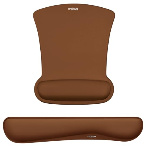MOSISO Handballenauflage Set für Tastatur & Maus, Ergonomisches Mauspad mit Handauflage&Handballenauflage Tastatur Rutschfest Memoryschaum für Homeoffice & Büro Schreibtisch Zubehör, Braun