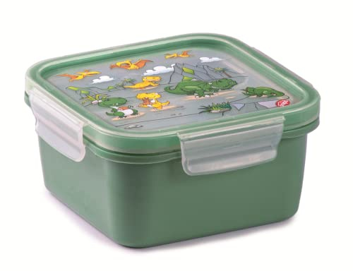 Snips, Snipslock Fiambrera cuadrada para Niños con Dinosaurio 0.80 LT, Recipiente Comida, Envase para Alimentos, Contenedor de Almacenamiento Made in Italy, 0% libre de BPA y ftalatos