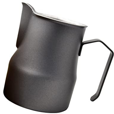 Abcsea 1 Pezzo Bricco per Latte in Acciaio Inox, Brocca di Latte, Brocca in Acciaio Inox, Montalatte Latte, Schiuma di Latte, Caffè Latte Art Penna Caffè, Stile Europeo, Nero 500ml/12oz