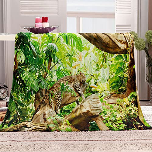 WJYMJJ Flanelldecke Dschungel-Gepard 3D-Druckdecke kuscheldecke, Sofadecke, Wolldecke, Tagesdecke, Klimaanlage Decke für Wohn und Schlafräume 100x130 cm