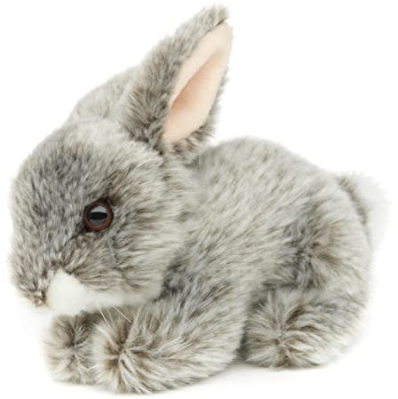 Uni-Toys – Hare, liggande (grå) – 18 cm (längd) – plyschkanin – plyschdjur, gosedjur, gosedjur