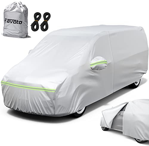 Favoto Autoabdeckung Vollgarage Auto Abdeckplane Staubdicht Wasserdicht Autohülle Autoplane Winter & Sommer für 495cm-535cm MPV (3.95kg)