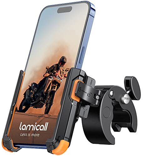 Lamicall Motorcycle Phone Holder for Filming - 【1s Quick Release】 Motorbike Phone Mount Universal Phone Holder Bike for iPhone 17 16 15 14 13 Pro Max Plus Air Mini, Xs, Samsung S23, 4.7-7” Cellphone