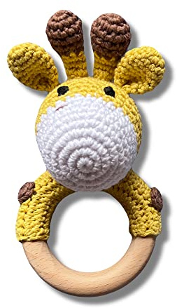 Babyrassel GIRAFFE gehäkelt personalisiert/ohne Personalisierung (Ohne Personalisierung)