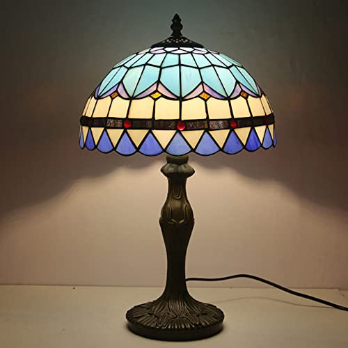 Tiffany Stil Tisch Licht Buntglas Lampe Schirm Lila Tulpe Blume Lesepult Licht 12 Zoll für Schlafzimmer Studie Wohnzimmer Studenten Büro,F