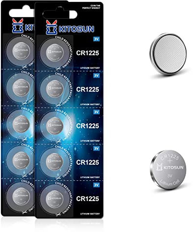 Kitosun CR1225 3V Lithium Knopfzellen Batterien – CR 1225 Lithium Zelle Knopf Batterie Akku Ersatz für Vicks Digitalthermometer Medizinische Geräte Uhr Watch Taschenrechner LED Kragen (10 Stück)