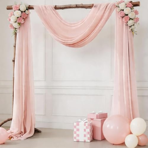 Tissu drapé en mousseline de soie pour arche de mariage - 73,7 cm x 6,1 m - Pour cérémonie de mariage, tonnelle, fiançailles, décoration de fête prénuptiale - Blush