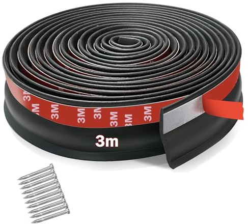 MeYuxg Garage Door Seal 3M, Self-Adhesive, Universal Weatherproof Rubber Strips for Garages and Warehouses, Black