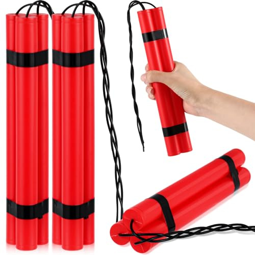 Sratte 12 Fake Dynamite Stick, Red TNT Stick, Fake Toy Weapons Realistic Plastic Pretend Bomb Toys, Army Bundle Bomb Toy for Film Prop Prank Kids Adult