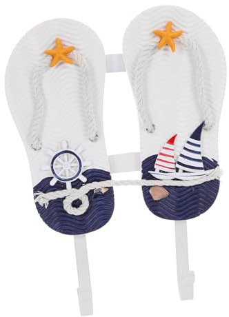 KITANDOVE Decorative Hooks for Slippers Wooden Wall Hangers in Mediterranean Design