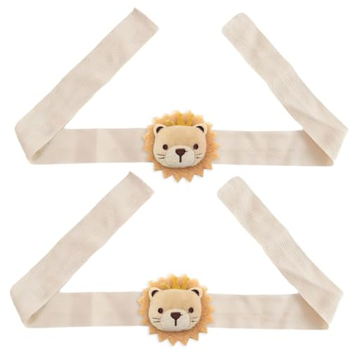 HZAOPZE 2 pcs Gardinenclips Raffhalter Seil, Cartoon Löwe Vorhanghalter, Löwe Vorhang Raffhalter, Gardinen Haken Ringe Löwe für Kinderzimmer Dekoration, Beige