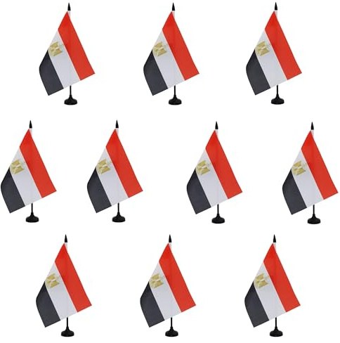 AZ FLAG Lot de 10 Drapeaux de Table Egypte 21x14 cm Socle Plastique