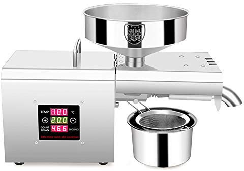 PUDLOR Automatische Ölpresse, Maschine Temperaturkontrolle Öl Extraktion Expeller Ölmühle 1500W EU-Stecker Automatische ölmühle edelstahl für Kommerziell und Haushalt