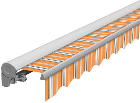 Eclipse Halbkassettenmarkise weiß manuell 3x2,5m Farbe:Sommerbrise | Stoff 280g/m² Polyester (PE) UV-Schutz 50+ Kassettenmarkise Gelenkarm Sonnenschutz Markise Sonnenmarkise Balkonmarkise