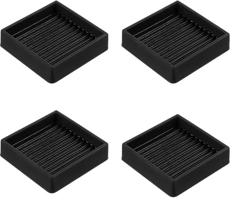 4Pcs Square Rubber Caster Cups Non-Slip Furniture Pads Silica Gel Anti-Skid Gripper Anti-Slide Floor Protector Anti-Skid Furniture Feet for Bed Couch Table Chair Desk Stoppers