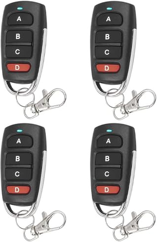 Bkiyougo 4Pcs 433mhz remote, garage remote control key fob, garage door opener remote, universal wireless Copy remote control keychain RF Transmitter for Garage Door Electric Gate