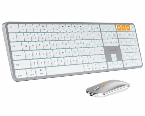 ProtoArc KM100-A - Teclado y ratón Bluetooth para Mac, teclado inalámbrico ultradelgado retroiluminado para Mac, recargable, multidispositivo para MacBook Pro, MacBook Air, iMac, iPhone, iPad, color