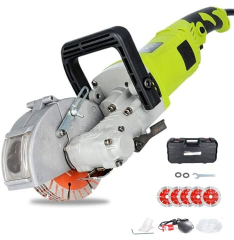 DOJOEUU Electric Wall Chaser, 4000W Wall Groove Cutting Machine with 5 Saw Blades and Water Pump, Slotting Width Adjustable, 7500RPM Wall Chasing Tool for Granite Marble Concrete Stone