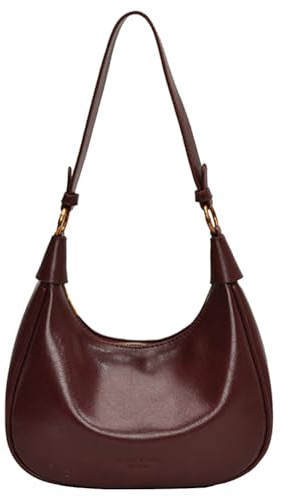 HiTotes Mezzaluna Borsa a tracolla per le donne Piccola Mezzaluna Hobo in pelle, Y-bordeaux Rosso, 25cm