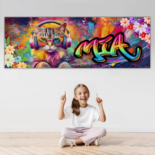 tjapalo® zp98 Graffiti Poster mit Namen Coole Bilder für Teenager Kinderzimmer Mädchen Katze