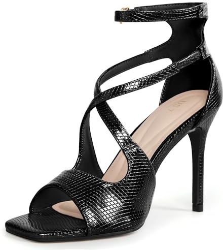 Allegra K Women's Peep Toe Crisscross Strappy Stiletto Heel Sandals Black 7 UK/Label Size 9 US