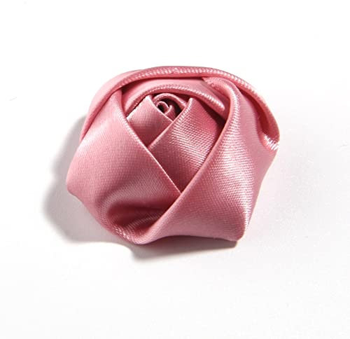 Wambere 100 Stück Rosen 1.5cm kleine Kunstblumen Rosenköpfe Satinrosen Applikationen Blumen Aufnäher zum Basteln Patches Deko-Rosen Stoffrosen DIY Accessories Party Hause Hochzeit Dekoration,Altrosa
