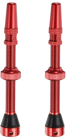 QUARKZMAN 2 Stück Tubeless Ventile 60mm Aluminiumlegierung Tubeless Ventil Entfernungskappen mit 4 Löchern Super Leicht Kein Leck Passend für die meisten Fahrrad Tubeless Felgen, Rot