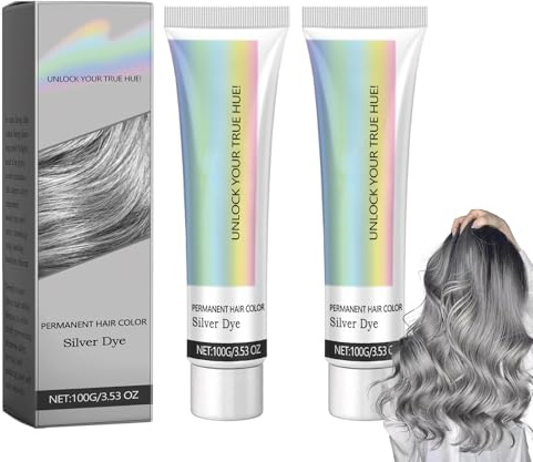 2pcs Graue Haarcreme, Silbergraue Haartönungscreme, 2pcs*100g,shampoo | Hair Color Silver Silbergraue natürliche Haartönungscreme, Lang anhaltende Feuchtigkeitspflege für das Haar