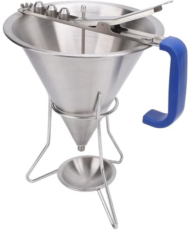 Stainless Steel Funnel Cake Dispenser with Stand, Commercial Grade Tool, Precise Dispensing for Octopus Balls Making Funnel Use