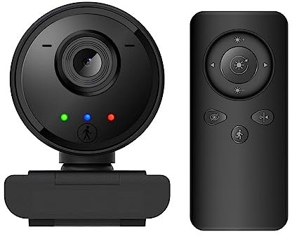 Webcam, Webcam 1080P AI humanoide cámara Web de seguimiento automático con micrófono de Control remoto cámara Web USB for PC ordenador portátil Mini cámara para Videoconferencias, Streaming y Aprendiz