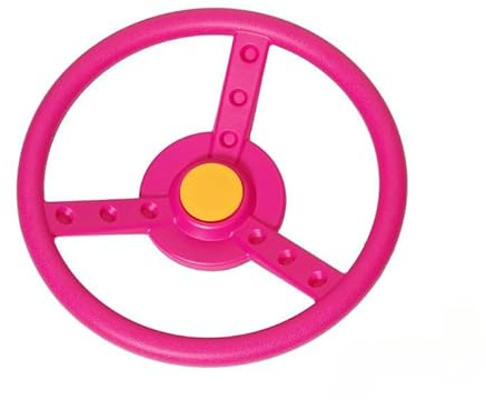 Bello Grardino - Lenkrad für Kinder - Kinder Spielhaus Zubehör - Für Outdoor-Spielgeräte & Baumhäuser – Inkl. Befestigung – Robustes Kunststoff-Lenkrad für Spielhaus & Kletterturm – Wetterfest (Rosa)