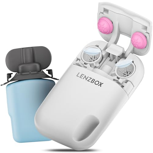 LENZBOX Hard Set inkl. 1x LenzCare - Premium All-In-One Kontaktlinsenbox für harte Kontaktlinsen, Kontaktlinsenbehälter mit Flüssigkeit, reisetauglich & kompakt, Made in Germany, Farbe Fuchsia