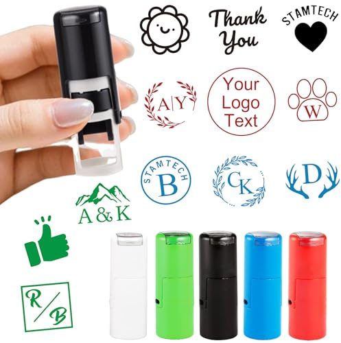 Tampon personnalisé pour carte de fidélité en lot, tampon auto-encreur mini en caoutchouc rond de 12 mm / 0,47 pouce pour petit commerce, récompense pour membre de magasin de café