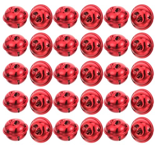 MAGICLULU 30 Stück Teiliges Set Rote Haustier Glöckchen Stabile Schellen für Hundehalsband Niedliche Weihnachtsanhänger Einfach zu Befestigen Festliche DIY Dekoration für Katzen und Hunde