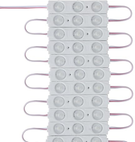 HCFEI LED-Module: 20 x 3er LED Power Module 82 * 18mm, 1.5W, 3000K, 12V, IP65 dekorative Hintergrundbeleuchtung für Werbeschilder mit selbstklebender Rückseite (100x Blauweiß 10000K)