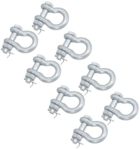 Grillete de arco galvanizado, paquete de 8 pasadores de seguridad de 11 mm, 1.5T a las especificaciones de la Fed de EE. UU