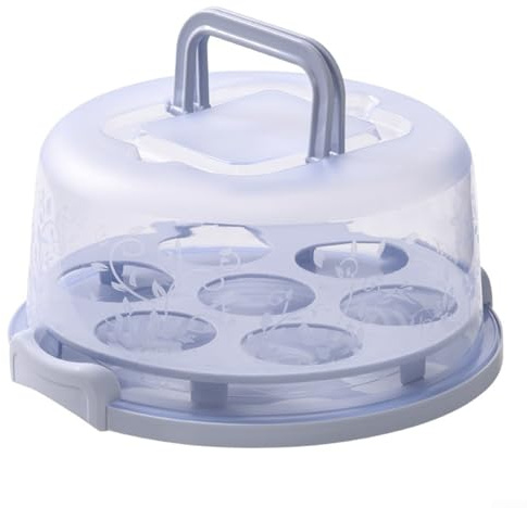 Yuanpgky Boîte de transport ronde pour gâteaux avec couvercle et poignée pour le transport (bleu)