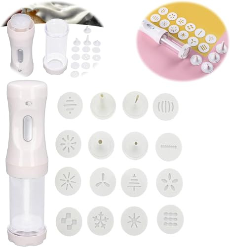 Electric Cookie Press Gun with 12 Molds and 4 Decorating Nozzles - Ideal Tool for Cake and Dessert Decoration Supplies