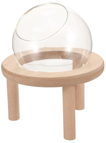MERRYHAPY Hamster Sandbad Glas Badewanne mit Holzsockel Transparent Kleintier Badezimmer für Meerschweinchen Mäuse Einfach zu Reinigen und Praktisch