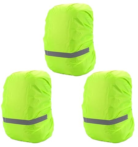 CHENINKJG Lot de 3 housses de pluie pour sac à dos - Vert fluo - Avec bandes réfléchissantes - Protection contre la pluie - Pour sacs à dos de 18 à 30 l - Pour les aventures en plein air, la randonnée