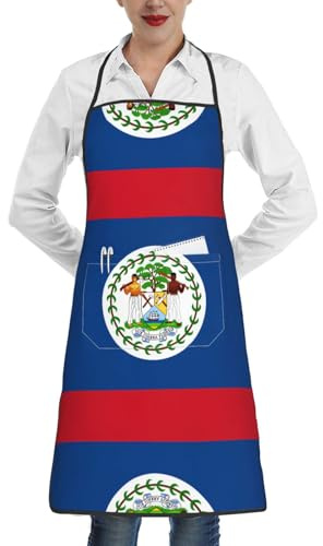 WXCJWD Delantal de trabajo impermeable con bandera de Belice para hombre y mujer, para cocinar, asar, jardinería, carpintería, ajustable