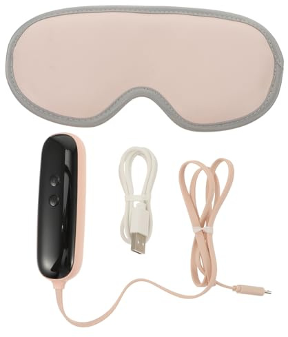 TOPPERFUN Antifaz de Masaje Multifuncional Recargable Tamaño Ajustable Calentamiento USB para Aliviar Fatiga Ocular en Casa y Viajes Rosa