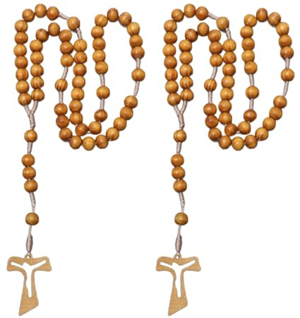 PBAHAUP Katholischer Rosenkranz aus Holz mit Einzigartig Kreuz, Handgeschnitzte Gebetskette für das tägliche Gebet, Kommunion, Taufe, Robustes Religiöses Geschenk als Zeichen des Glaubens für Christen