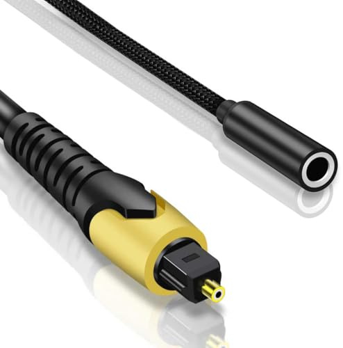 192KHz DAC Optical to 3.5mm Female Converter,Optical Audio Cable to AUX Cable Adapter,Digital to Analog Audio Converter for HDTV DVD Set-top Boxes (Unidirectional O-ptical to A UX) Aux Cable - 1.5M