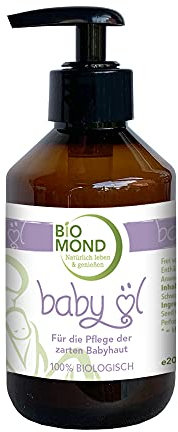 BIO Babyöl BIOMOND TESTSIEGER 200 ml Pumpspender/ohne Zusatzstoffe / 100% natürlich/Naturkosmetik/vegan/von Hebammen empfohlen