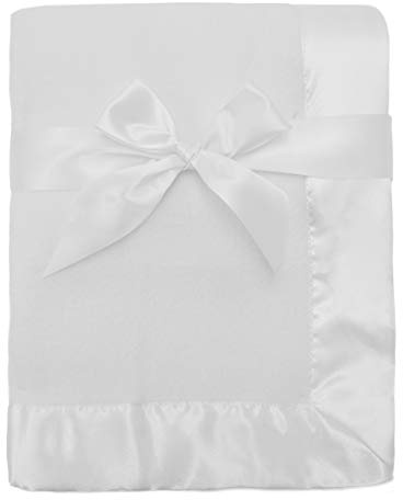 Couverture en laine polaire avec bordure en satin de American Baby Company, blanc