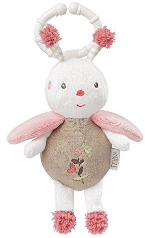Fehn 068696 Mini-Biene mit Ring - Greifling zum Rasseln, Fühlen, Spielen mit kuschelweichem Stoff-Tier – EIN treuer Begleiter für Babys und Kleinkinder ab 0+ Monaten