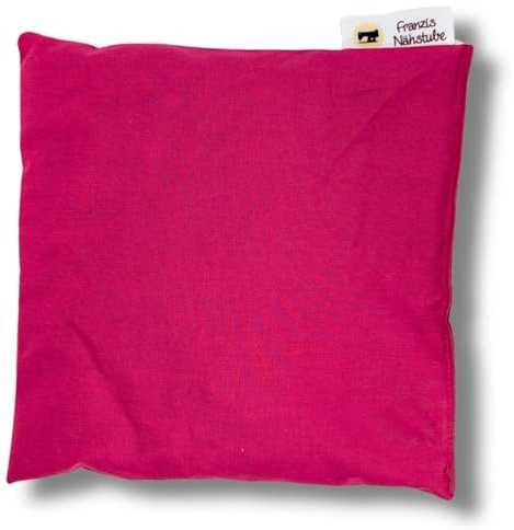 Franzis Nähstube 20x20cm Dinkelkissen Pink in 100% Baumwolle I Körnerkissen Dinkel 20x20 für Mikrowelle I Wärmekissen, Dinkelkernkissen, Nackenwärmekissen