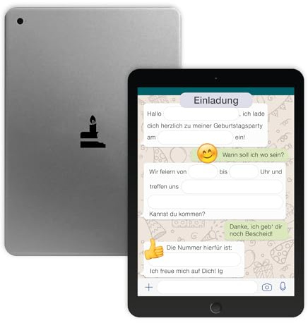 Kigebu 12 Einladungskarten Kindergeburtstag Tablet/Handy, Die Kinder Geburtstagseinladung für Jungen und Mädchen,Geburtstags Karte mit abgerundeten Ecken (12 Einladungskarten ohne Kuvert)