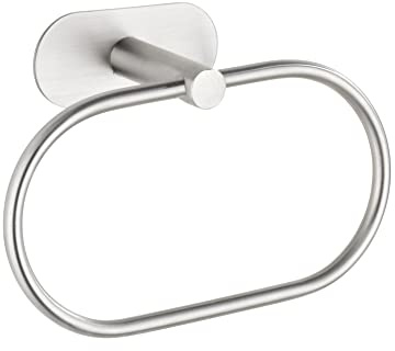 WENKO Turbo-Loc® Handtuchring Orea Matt, Befestigen ohne Bohren, flexibel nach Oben und unten beweglicher Handtuchhalter, Massive Qualität aus rostfreiem Edelstahl matt, 20,5 x 12,5 x 7,5 cm